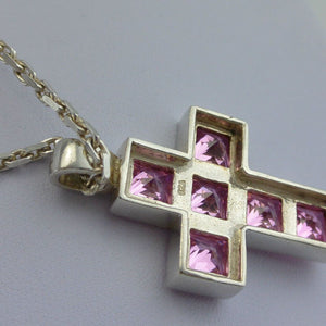 Kette - mit Kreuz Farbsteine 925er Silber