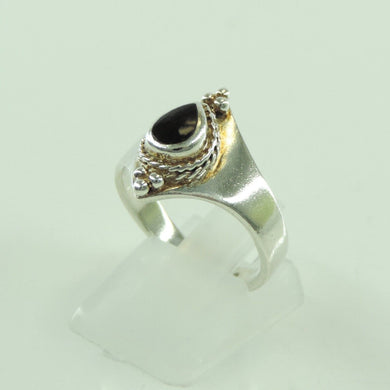 Vintage Damenring 925er Silber mit Onyx 56 17,8 mm Ø