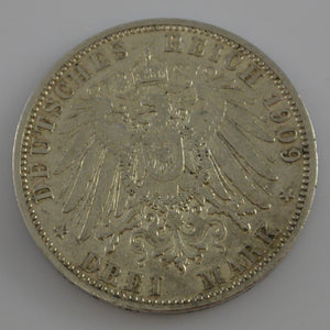 3 Mark Silbermünze dt. Kaiserreich 1909 A - Wilhelm II. Preussen