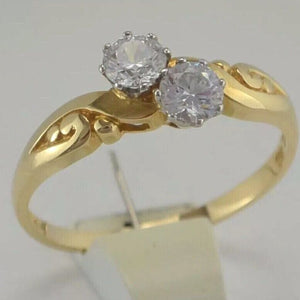 Damen Ring mit Zirkonia / 585er - 14 Karat Gelbgold / Gr. 62 19,7 mm Ø *