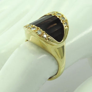 Damen Ring 750er Gold mit Rauchquarz & Brillianten ca. 0.30 ct - 58 18,4 mm Ø *