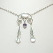 Laden Sie das Bild in den Galerie-Viewer, Vintage Damen Collier 835er Silber mit Amethyst &amp; Perlmutt
