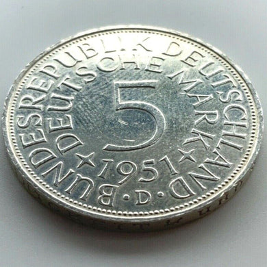 5 Deutsche Mark Silberadler 1951 D