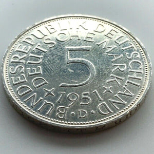 5 Deutsche Mark Silberadler 1951 D