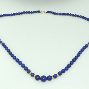 Vintage Halskette - Lapis Lazuli / 585er 14 Karat Gold / ca. 60 cm