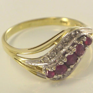 Vintage Damen-Ring mit 0.20 ct. Diamanten & Rubine 585er 14K Gold 55 17,5 mm Ø*