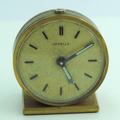 Vintage Appella Handaufzug Kleine Tischuhr / Vergoldet