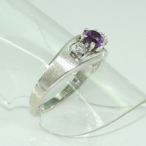 Vintage Damen Ring 585er Gold mit Diamant & Amethyst 0.50 ct - 53 16,8 mm Ø *