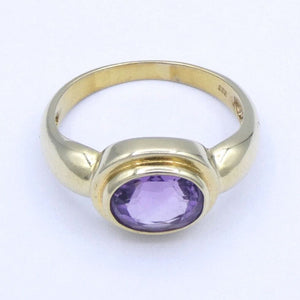 Vintage Damenring mit Amethyst / 333er 8 Karat Gelbgold - 56 17,8 mm Ø