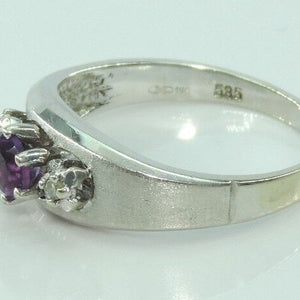 Vintage Damen Ring 585er Gold mit Diamant & Amethyst 0.50 ct - 53 16,8 mm Ø *