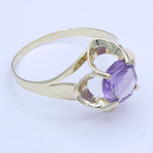 Vintage Damenring mit Amethyst / 333er 8 Karat Gelbgold 61 19,4 mm Ø *