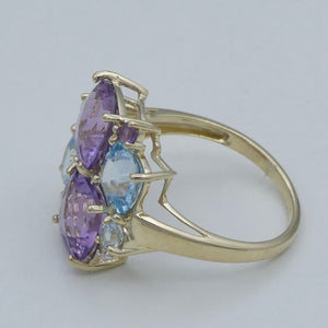 Damen Ring Topas & Amethyst 375er - 9 K Gold Gr. 57 18,1 mm Ø Wie Neu!