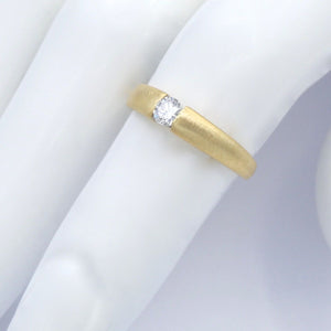 Damenring 750er -18 K Gelbgold-Matt mit Brilliant ca. 0.20 ct. / 52 16,5 mm Ø