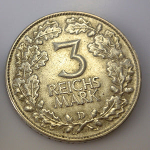 3 Mark Silbermünze Jahrtausendfeier Rheinland 1925 D