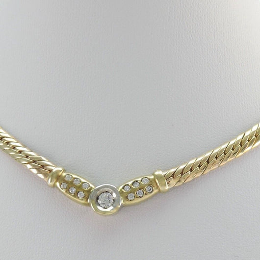 Collier mit ca. 0.70 ct. Diamanten / 585er 14 K Gold / ca. 44 cm