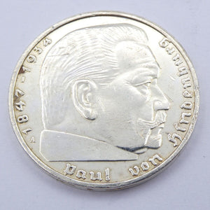 Drittes Reich 2 Reichsmark Silbermünze 1937 A - Hindenburg mit HK