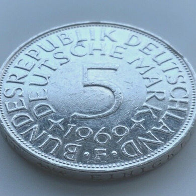 5 Deutsche Mark Silberadler 1969 F