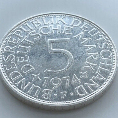 5 Deutsche Mark Silberadler 1974 F