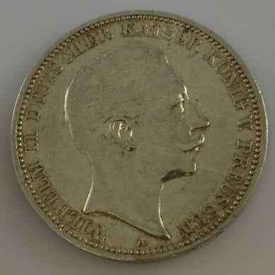 3 Mark Silbermünze dt. Kaiserreich 1909 A - Wilhelm II. Preussen