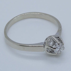 Vintage Damenring mit Diamant ca. 0.25 ct / 585er Gold 14 Karat/ 58 18,4 mm Ø *