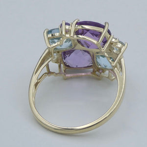 Damen Ring Topas & Amethyst 375er - 9 K Gold Gr. 57 18,1 mm Ø Wie Neu!