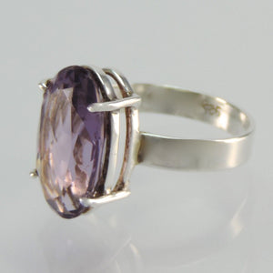 Solitär-Ring - mit Amethyst 925er Silber Ringgröße 58 18,4 mm Ø