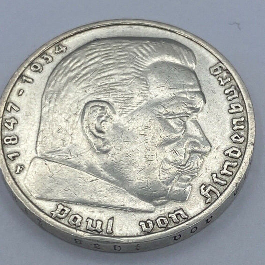 Drittes Reich 5 Reichsmark Silbermünze 1936 F Paul von Hindenburg