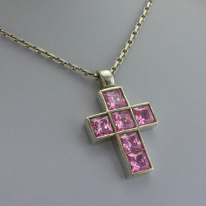 Kette - mit Kreuz Farbsteine 925er Silber