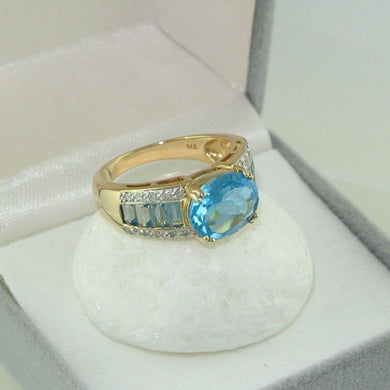 Damenring mit Aquamarin & Diamanten - 375er 9 K Gold 53 16,8 mm Ø *