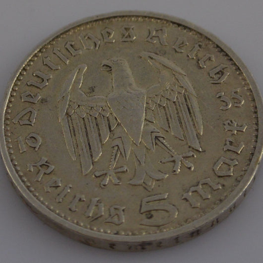 Münze Dt. Reich 1935 D - 5 Reichsmark Paul von Hindenburg