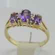 Laden Sie das Bild in den Galerie-Viewer, Vintage Damenring mit Diamanten &amp; Amethyst / 375er 9 K Gold 52 16,5 mm Ø
