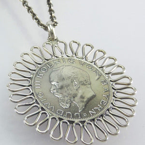 Kette mit Münzanhänger 2 Mark Ludwig III. 1914 D J.51 Silber König von Bayern