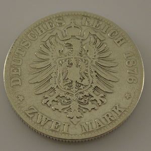 2 Mark Silber Silbermünze - Wilhelm Deutscher Kaiser König V. Preussen - 1876 C