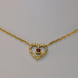 Vintage Collier mit Brillanten 0,50 ct & Rubin 750er 18 Karat Gold 42 cm