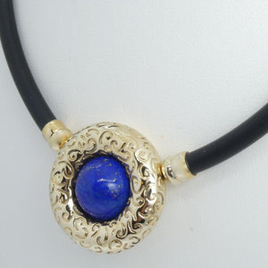 Kautschukkette mit Anhänger aus 585er 14Karat Gold mit Lapis Lazuli 45cm