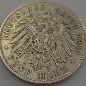 5 MARK OTTO KÖNIG 1900 D VON BAYERN MÜNZE SILBER