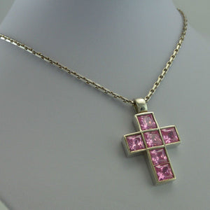 Kette - mit Kreuz Farbsteine 925er Silber