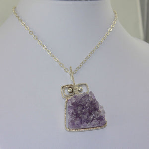 Designer Damen -Halskette mit Amethyst-Anhänger / 835 Silber / ca. 60,0 cm