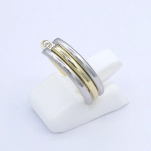 Damenring 750er-18 K Gelbgold & 950 Platin mit Diam. ca. 0.15 ct. /52 16,5 mm Ø