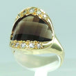 Laden Sie das Bild in den Galerie-Viewer, Damen Ring 750er Gold mit Rauchquarz &amp; Brillianten ca. 0.30 ct - 58 18,4 mm Ø *
