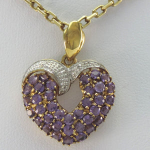 Gold Kette mit Anhänger Amethyst & Diamanten 0.06 ct Gelbgold 333er 8 Karat