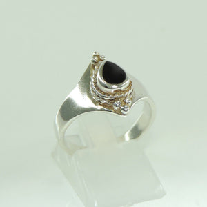 Vintage Damenring 925er Silber mit Onyx 56 17,8 mm Ø