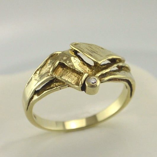 Vintage Damenring mit ca. 0.02 ct.Diamant / 375er 9 Karat Gold - 55 17,5 mm Ø *