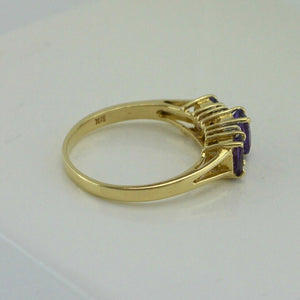 Vintage Damenring mit Diamanten & Amethyst / 375er 9 K Gold 52 16,5 mm Ø