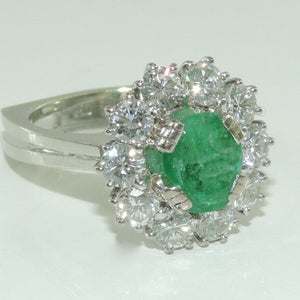 Damen Ring mit Smaragd & Diamant ca. 2.00 ct / 750er Gold - 54 17,2 mm Ø *