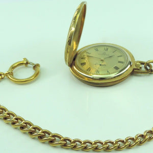 Vintage Dugena Taschenuhr mit Kette - Handaufzug - Vergoldet