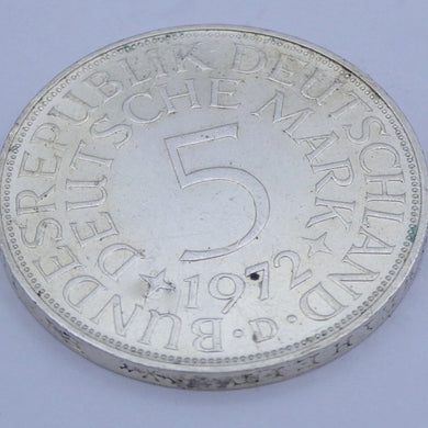 5 Deutsche Mark Silberadler 1972 J