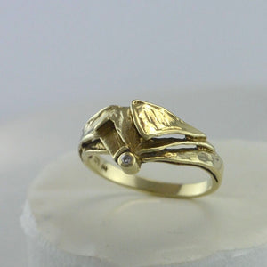 Vintage Damenring mit ca. 0.02 ct.Diamant / 375er 9 Karat Gold - 55 17,5 mm Ø *