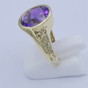 Vintage Damen Ring 585er 14 Karat Gelbgold mit Amethyst 55 17,5 mm Ø