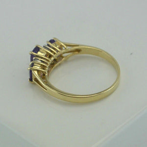 Vintage Damenring mit Diamanten & Amethyst / 375er 9 K Gold 52 16,5 mm Ø